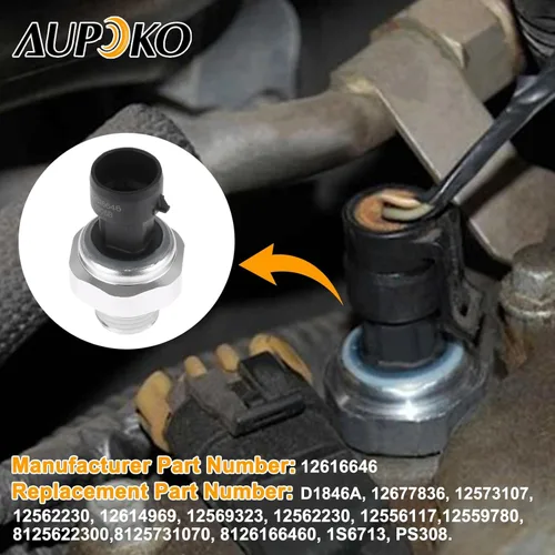 Vista 3 de Aupoko 12616646 Interruptor del sensor de presión de aceite, sensor de presión de aceite 5.3 reemplaza# D1846A, 12677836, 12573107, PS308
