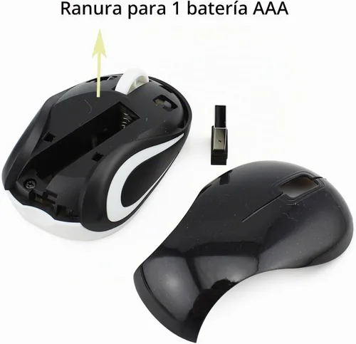 Vista 8 de Ratón inalámbrico para computadora portátil, tamaño pequeño, portátil, compacto, de viaje, USB, 3 botones, 1000 DPI, mouse inalámbrico para PC Negro