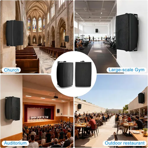 Vista 6 de Herdio Altavoces Bluetooth para exteriores de 8 pulgadas y 600 W impermeables con graves potentes, soporte de pared TWS sistema de sonido fuerte