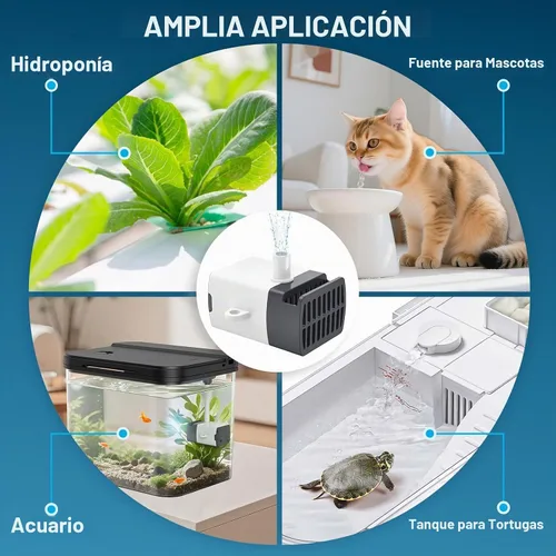 Vista 6 de Moonorange Mini bomba de agua sumergible, bomba de agua ultra silenciosa, 200 l/h, para tanque de tortuga, fuentes, acuarios (1 W, 52 GPH)