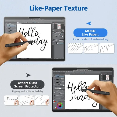 Vista 4 de MoKo Protector de pantalla mate PET para Microsoft Surface Pro 10 2024 / Surface Pro 9 de 13 pulgadas 2022 / Pro 8 2021 / Pro X, escribe, dibuja