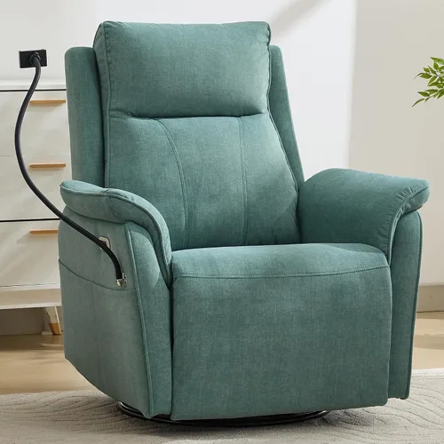 Vista 9 de Silla reclinable eléctrica con soporte para teléfono, mecedora giratoria resistente a los arañazos, mecedora mecedora mecedora para guardería, silla