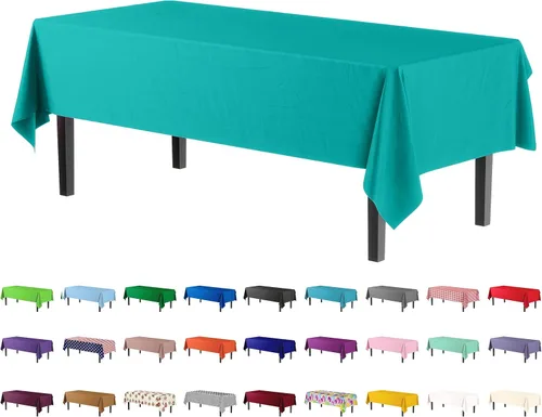 Vista 63 de Exquisito paquete de 4 manteles de plástico blanco desechables de 84 pulgadas de Party Solids - Mantel redondo desechable para fiestas - Manteles