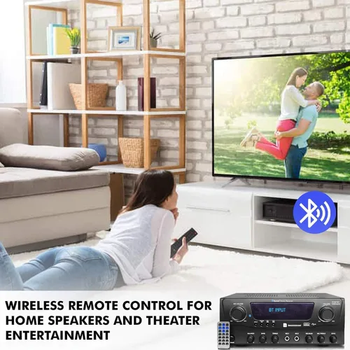 Vista 8 de Amplificador y receptor Bluetooth para el hogar de 1000 vatios de 2 habitaciones con lector USB y SD, (cantidad 6) 6.5 altavoces estéreo empotrados