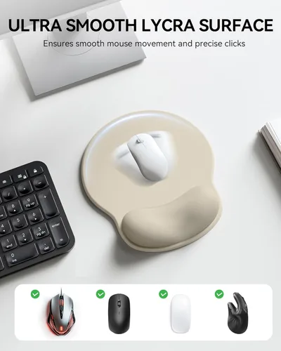 Vista 6 de Alfombrilla de mouse con reposamuñecas, alfombrillas ergonómicas para escritorio (beige)