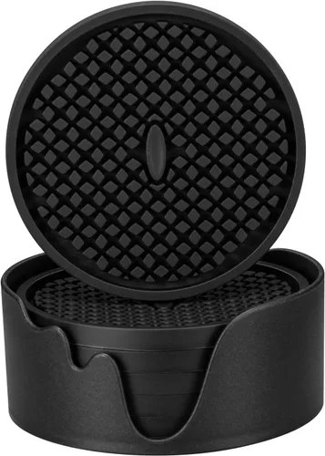 ME.FAN Posavasos de silicona [paquete de 6] posavasos gruesos con soporte, tapete para tazas, antideslizante, antiadherente, se mantiene en su