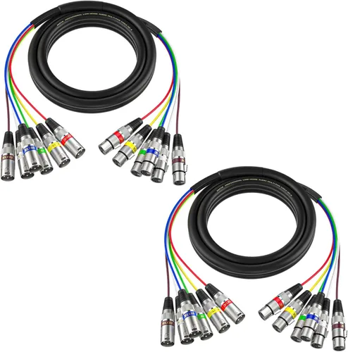 Vista 11 de EBXYA Cables XLR de serpiente de 3 pies de 4 colores, cable de micrófono XLR macho a hembra de 4 canales, para grabación en vivo, estudios