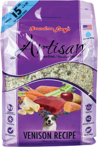 Vista 15 de Comida para perros artesanal de Grandma Lucy, sin granos y liofilizada - Pollo artesanal, bolsa de 1 libra