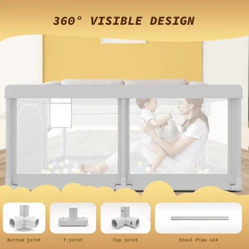 Vista 3 de Besuhot Corralito para bebés pequeños, corralito grande para bebés de 50" × 50", cerca para bebés, corralitos de juego, área de juego de seguridad