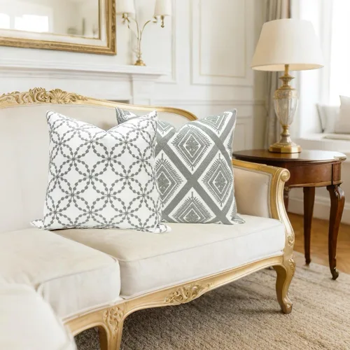 Vista 7 de Slow Cow - Funda de almohada decorativa con bordado, funda de almohada para sofá, funda de almohada de 20 x 20 pulgadas, gris