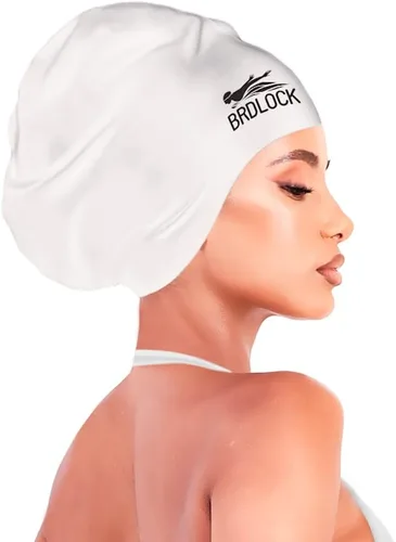 Vista 12 de Gorro de natación extra grande para cabello largo y trenzas, gorro de natación para mujer, rastas gruesas y rizadas, gorras de natación de silicona