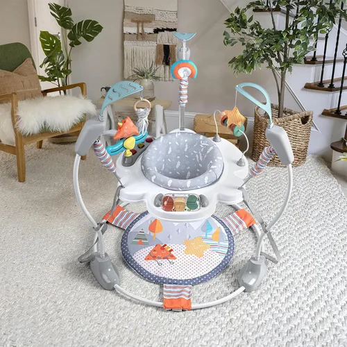 Vista 6 de Centro de Actividad para Bebé, Centro de Actividad con Saltador para Bebé con Música, Juguetes Interactivos, Asiento Giratório de 360°, 3 Alturas