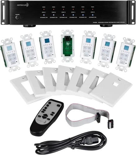 Dayton Audio DAX66 6-Source 6-Zone Sistema de audio distribuido para toda la casa con teclados 25 WPC