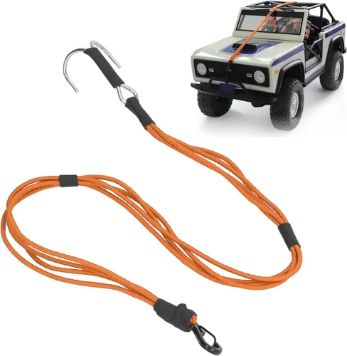 Vista 3 de Cuerda de escape RC Crawler Force, gancho de acero inoxidable, correa de cabrestante RC Crawler Gancho de hebilla de aleación de 19.7 in para autos