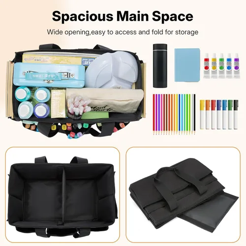 Vista 2 de Bolsa Tote para Manualidades, Organizador de Arte, Caddy de Suministros de Limpieza, Bolsa de Transporte con Asa para Múltiples Propósitos, Caddy