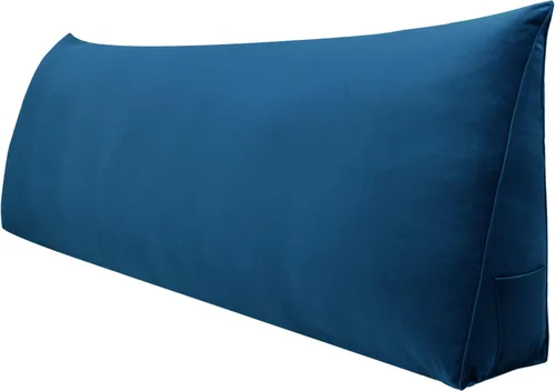 Vista 13 de WOWMAX Almohada de cuña para cabecera de cama de día, con funda extraíble, terciopelo negro, tamaño matrimonial