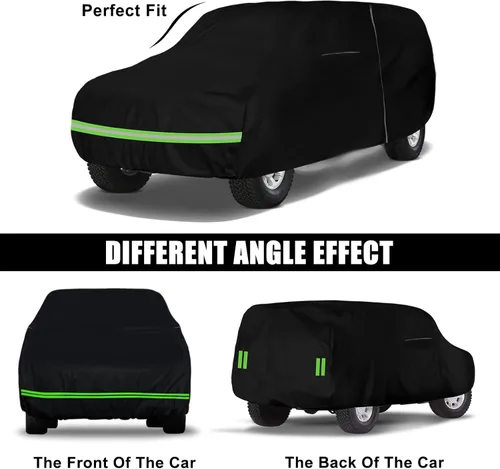 Vista 4 de Funda impermeable para automóvil de repuesto para Jeep Grand Cherokee 1993-2010, 6 capas para todo tipo de clima con puerta con cremallera y bandas