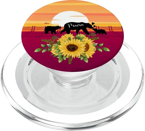 Mama Bear 2 Cubs - Agarre para teléfono con diseño de girasol para mamá y mamá, PopSockets PopGrip: agarre intercambiable para teléfonos y tabletas