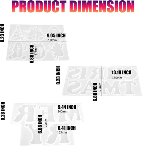 Vista 2 de Moldes de resina para pancartas de Navidad de Navidad, moldes de silicona para fundición de resina, decoraciones de pared de Navidad, pancartas