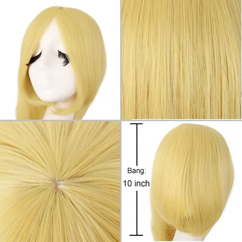 Vista 71 de MapofBeauty - Peluca para anime de 40 pulgadas de largo y lisa, con flequillo oblicuo, para fiesta de cosplay (rubio)
