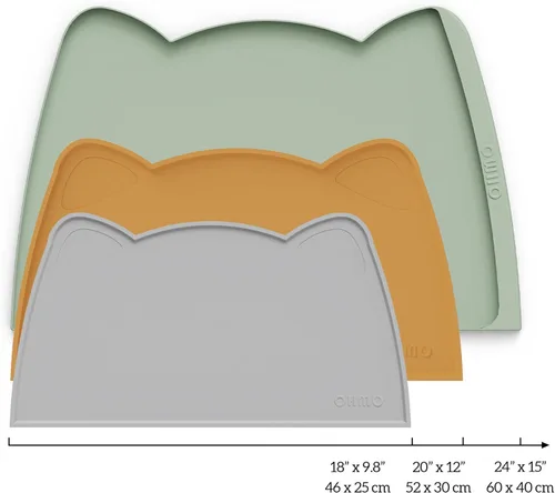 Vista 2 de OHMO - Tapete de silicona para comida para gatos, tapete de alimentación de mascotas para el piso, antideslizante e impermeable, bandeja para agua