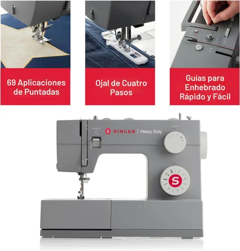 Vista 4 de Singer 4411: máquina de coser resistente con velocidad de costura muy alta, Plástico, Blanco, M