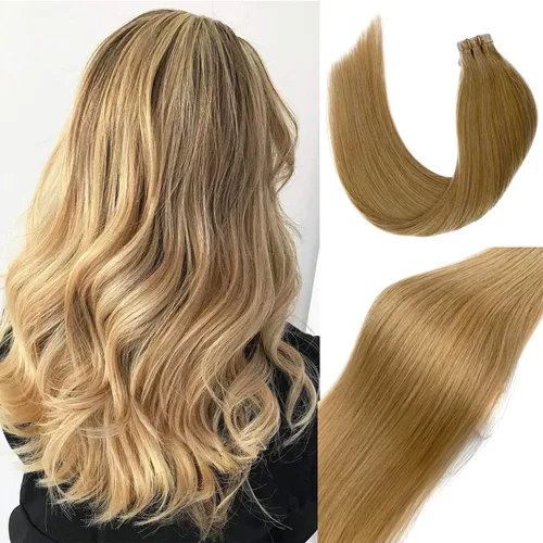Vista 26 de Extensiones de cabello humano real con cinta, 20 piezas de cabello Remy invisible de doble cara, extensiones de cabello Remy con cinta adhesiva