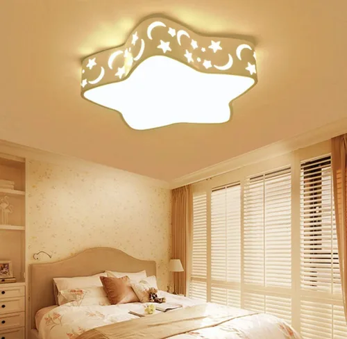 Vista 8 de LAKIQ Lámpara de techo LED de montaje empotrado para habitación de niños, con forma de estrella creativa, moderna cerca del techo, iluminación