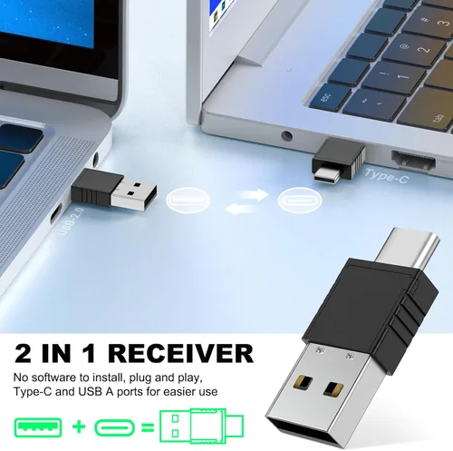 Vista 3 de Clicker de Presentación Puntero Láser Verde, Presentador Inalámbrico Puntero de PowerPoint Recargable, Puntero de Presentación RF 2.4GHz USB