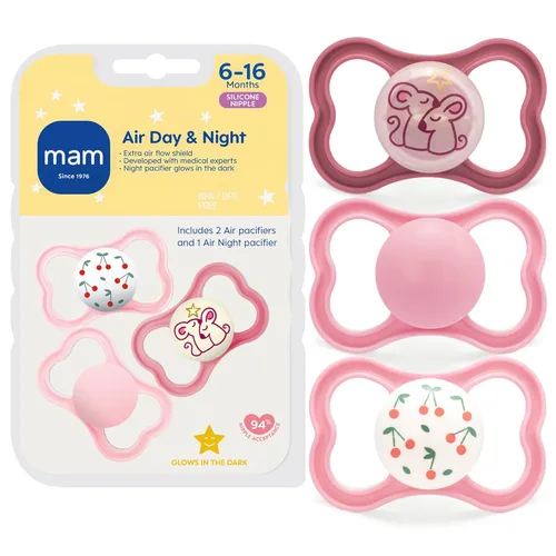 Vista 9 de MAM Air Night & Day - Chupete para bebé, para piel sensible, brilla en la oscuridad, de 6 a 16 meses, bebé niño, 4