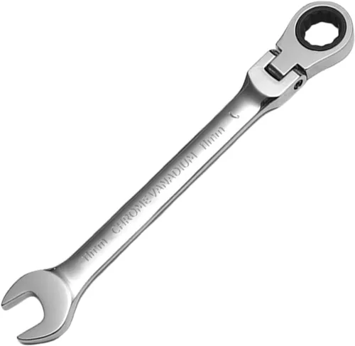 Vista 10 de WISEUP - Llave de trinquete CR-V forjada, llave de trinquete de cabeza flexible de 10 mm, llave de diseño industrial de doble uso, herramientas