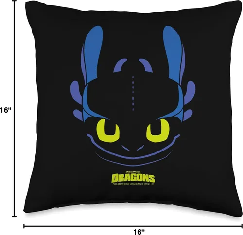 Vista 4 de DreamWorks Dragons Toothless Night Fury - Almohada para disfraz de cara grande, 16 x 16 pulgadas, multicolor