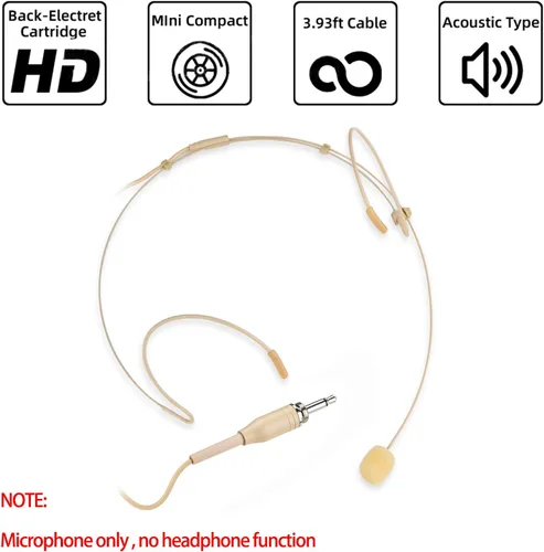 Vista 2 de Auriculares con micrófono discretos para colgar sobre la oreja para sistema inalámbrico, transmisor de bodypack, ideal para conferencias