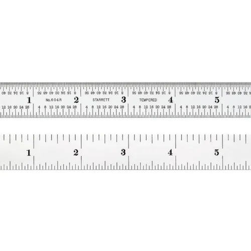 Vista 25 de Regla de acero templado Starrett Spring, con graduación de pulgadas, graduaciones estilo 4R, 1