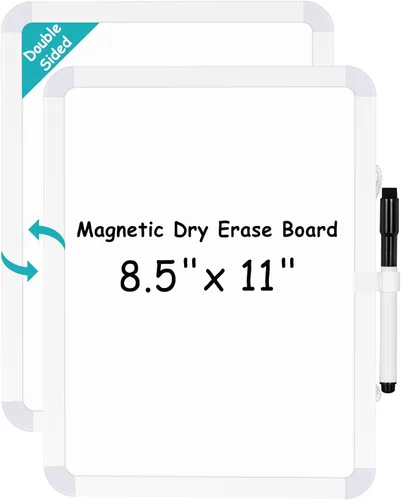 WALGLASS Pizarra blanca pequeña de borrado en seco, pizarra blanca magnética de 8.5 x 11 pulgadas para pared, nevera, taquilla, mini pizarra blanca