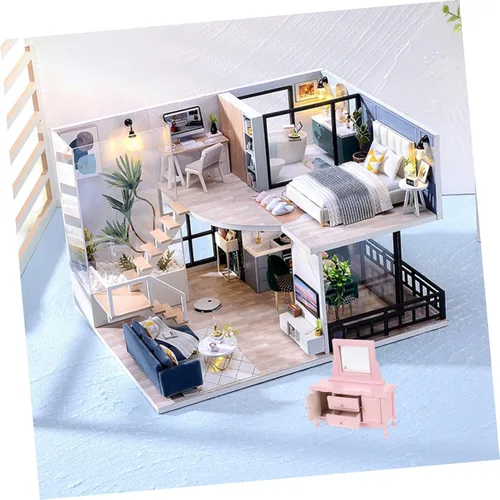Vista 9 de Veemoon Mini aparador Mini muebles de madera, mini tocador de escritorio, muñeca, mini gabinete, mini mueble de madera, decoración de paisaje, mini