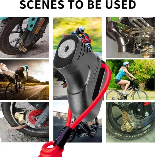 Vista 8 de Cerraduras de motocicleta resistentes antirrobo, cerraduras de cable con combinación, cerradura de bicicleta resistente con llave, cerradura mini