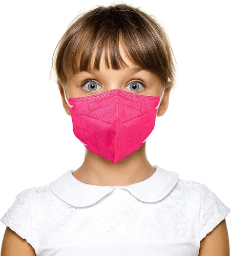 Vista 2 de Lutema Mascarilla facial para niños de 5 capas, mascarillas desechables transpirables de 5 capas para niños y niñas