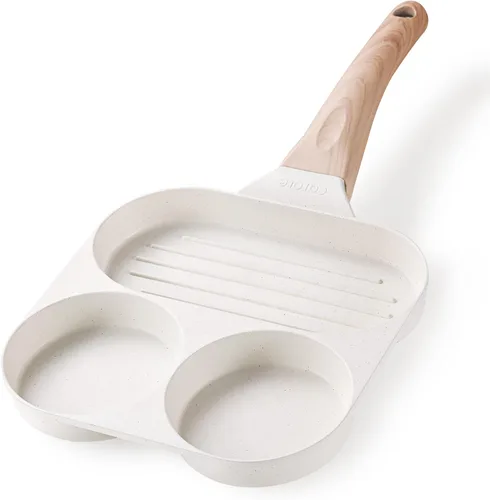 Vista 6 de CAROTE Sartén para tortillas, sartén antiadherente de granito para tortilla de 4 tazas, sartén para panqueques y olla de huevos saludable, adecuada
