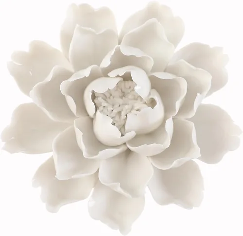 Vista 7 de Flor artificial de peonía de cerámica para decoración de pared, hecha a mano, arte 3D para sala de estar, hogar, pasillo, dormitorio, cocina
