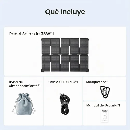 Vista 9 de Cargador solar de 35 W 26% de alta eficiencia USB-A y carga USB-C