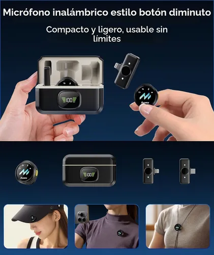 Vista 13 de Micrófono Lavalier inalámbrico para teléfonos iPhone y Android, micrófono de solapa con clip AI Noise Reduction & Hi-Fi Audio & 24H Working Time &