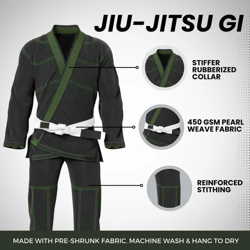 Vista 2 de Rightpunch Ultimate Brazilian Jiu Jitsu Gi preencogido Unisex Bjj Gi ligero 450 GSM tela de algodón