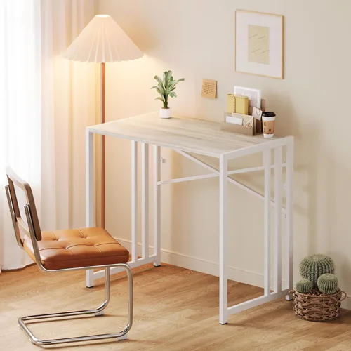 Vista 100 de Escritorio plegable de 47 pulgadas, no requiere montaje, mesa de oficina en casa, escritorio de campamento para computadora de juegos, color beige