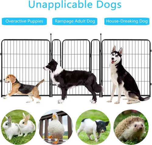 Vista 5 de Corralito portátil para perros, valla de ejercicio de metal resistente para mascotas, corral para interiores y exteriores, corral para mascotas