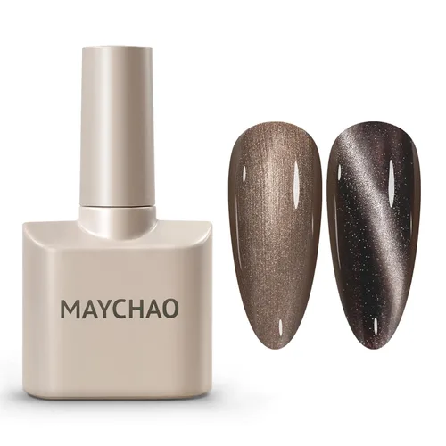 Vista 51 de MAYCHAO Esmalte de uñas en gel de ojo de gato con amatista dorada, 1 pieza de esmalte de gel de ojo de gato de terciopelo Mirage para remojar