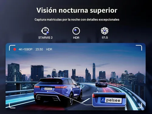 Vista 3 de Pelsee S12 Pro Mirror Dash Cam con sensor STARVIS 2, cámara de espejo retrovisor 5.8GHz WiFi, cámara frontal 4K y cámara trasera de respaldo 1080P