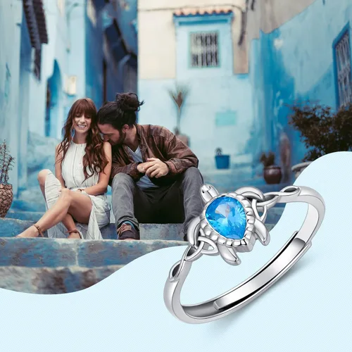 Vista 6 de Anillo ajustable de tortuga marina de plata de ley 925 con nudo celta tortuga Rin verano océano playa tortuga joyería para mujer