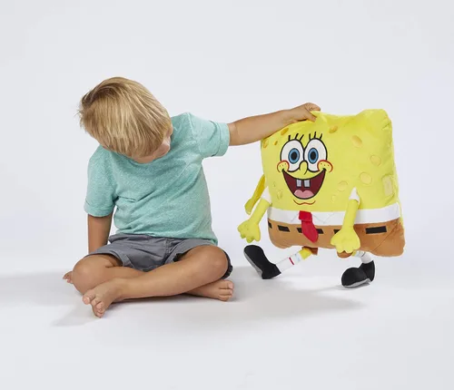 Vista 5 de Pillow Pets Peluche de Bob Esponja de 16 pulgadas, juguete de peluche de Nickelodeon, regalo para niños
