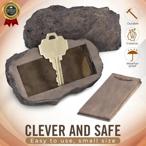 Vista 4 de RamPro Hide-a-Spare-Key Roca falsa - Luce y se siente como una piedra real - Segura para jardín o patio al aire libre, Geocaching (1)